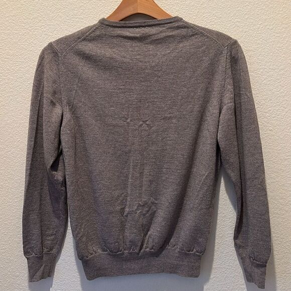 Merino Wool Sweater Paolo Mondo 100% Extra Fine V Neck Italy Mens Large brown - Picture 3 of 7